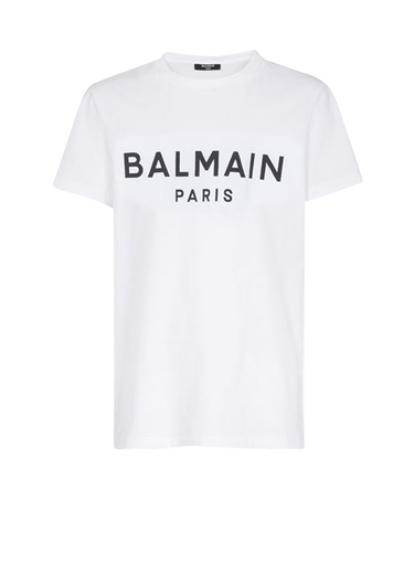 T-shirt en coton éco-design floqué logo Balmain