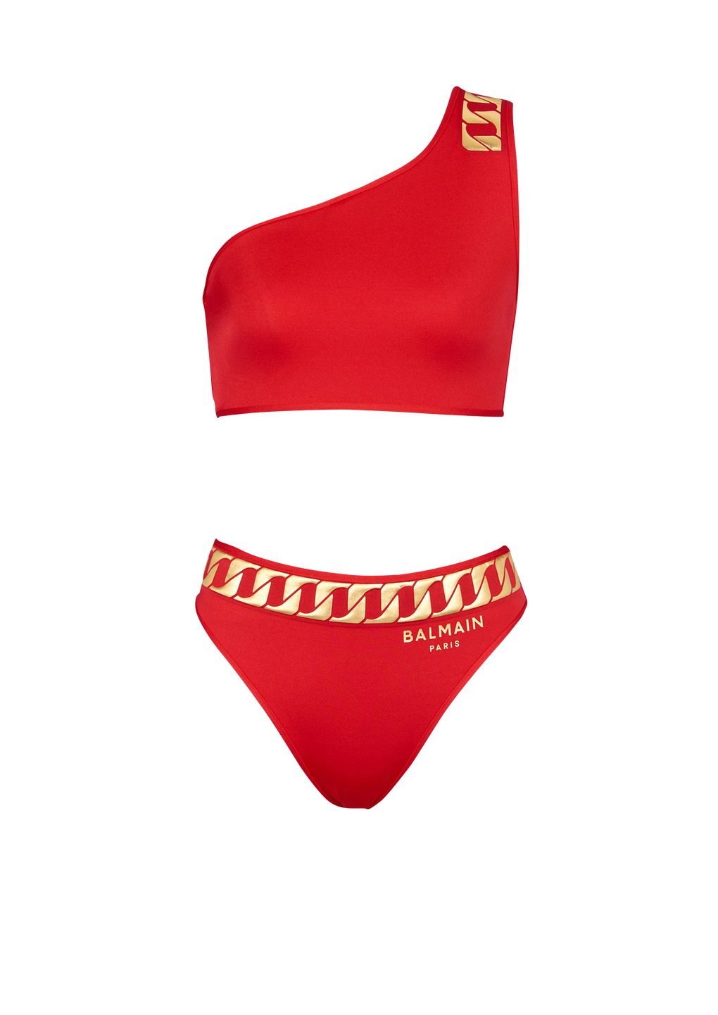 Bikini à logo Balmain, rouge, hi-res