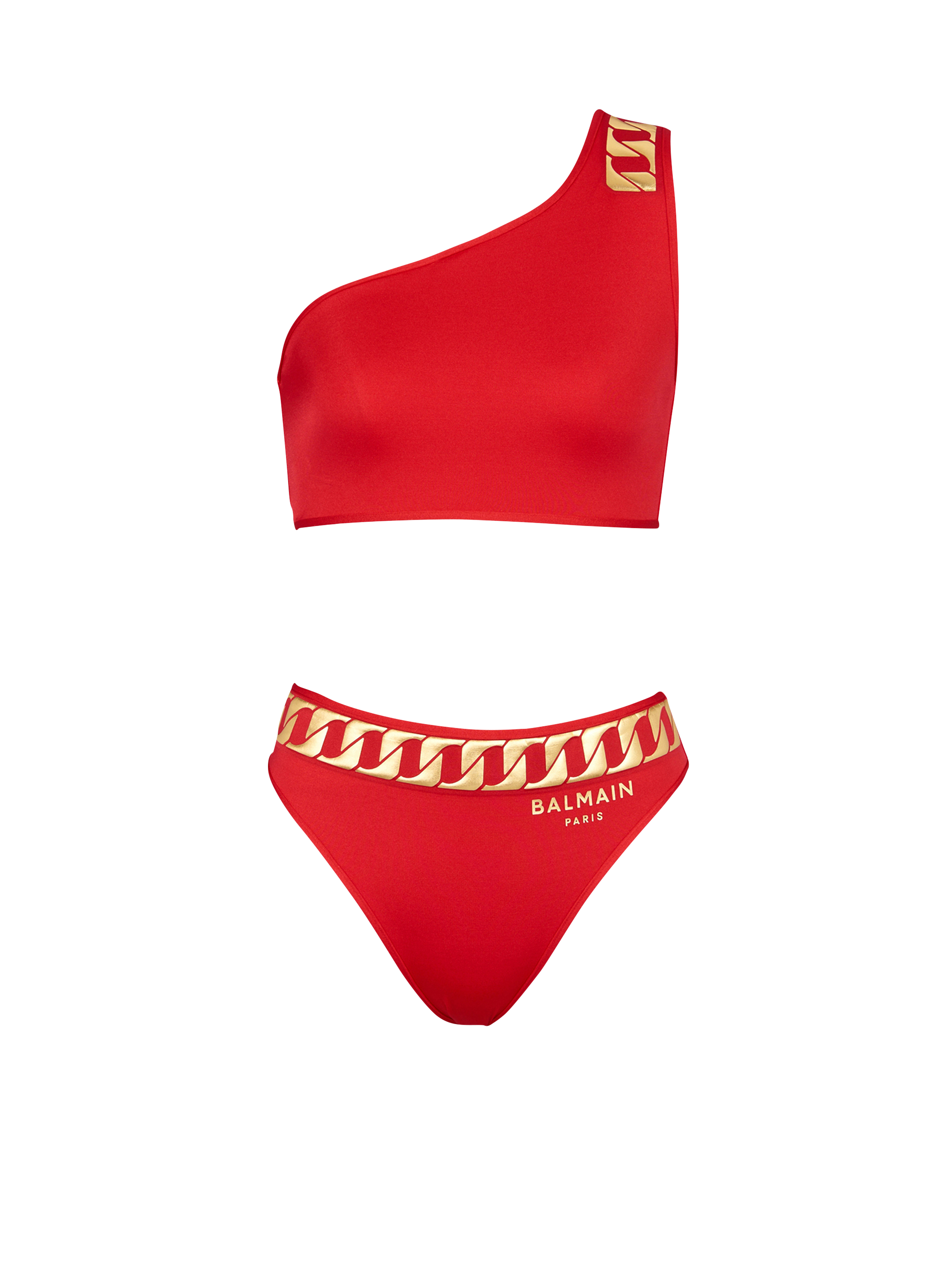 Bikini à logo Balmain, rouge