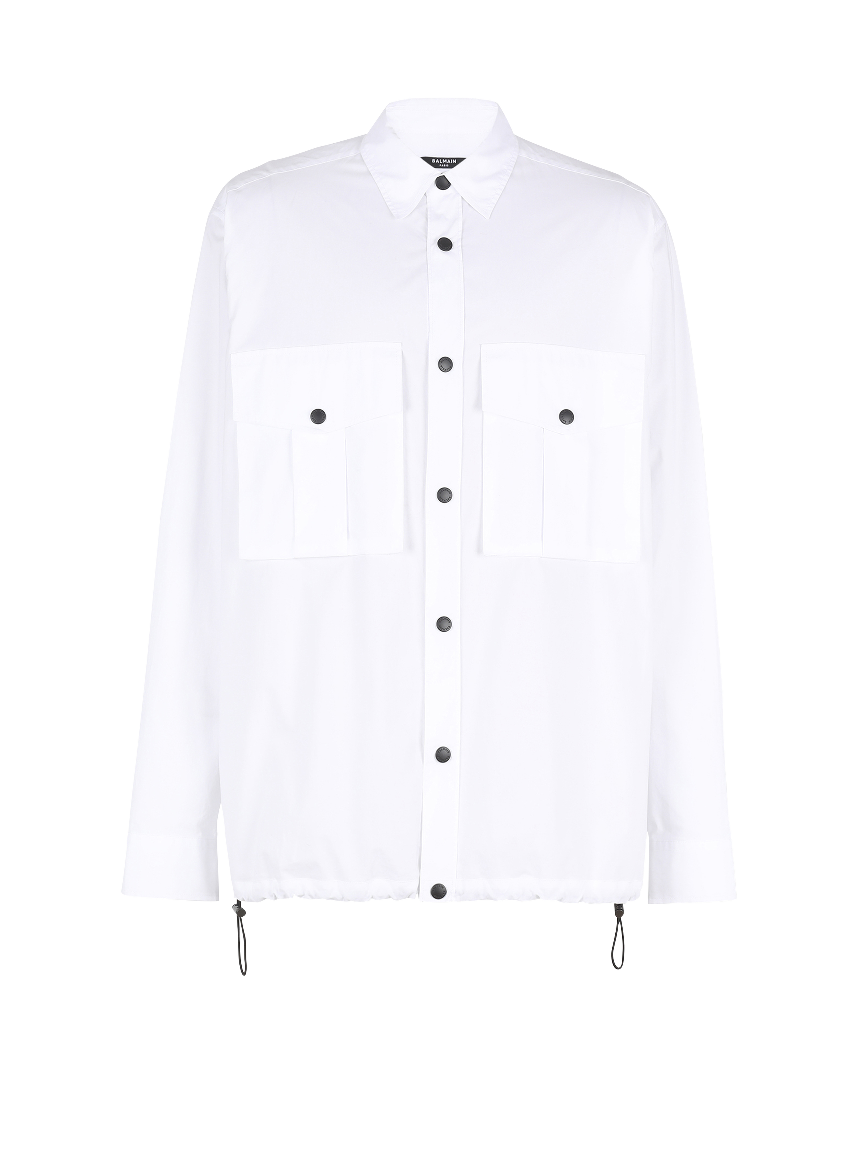 Chemise en nylon à monogramme Balmain, blanc