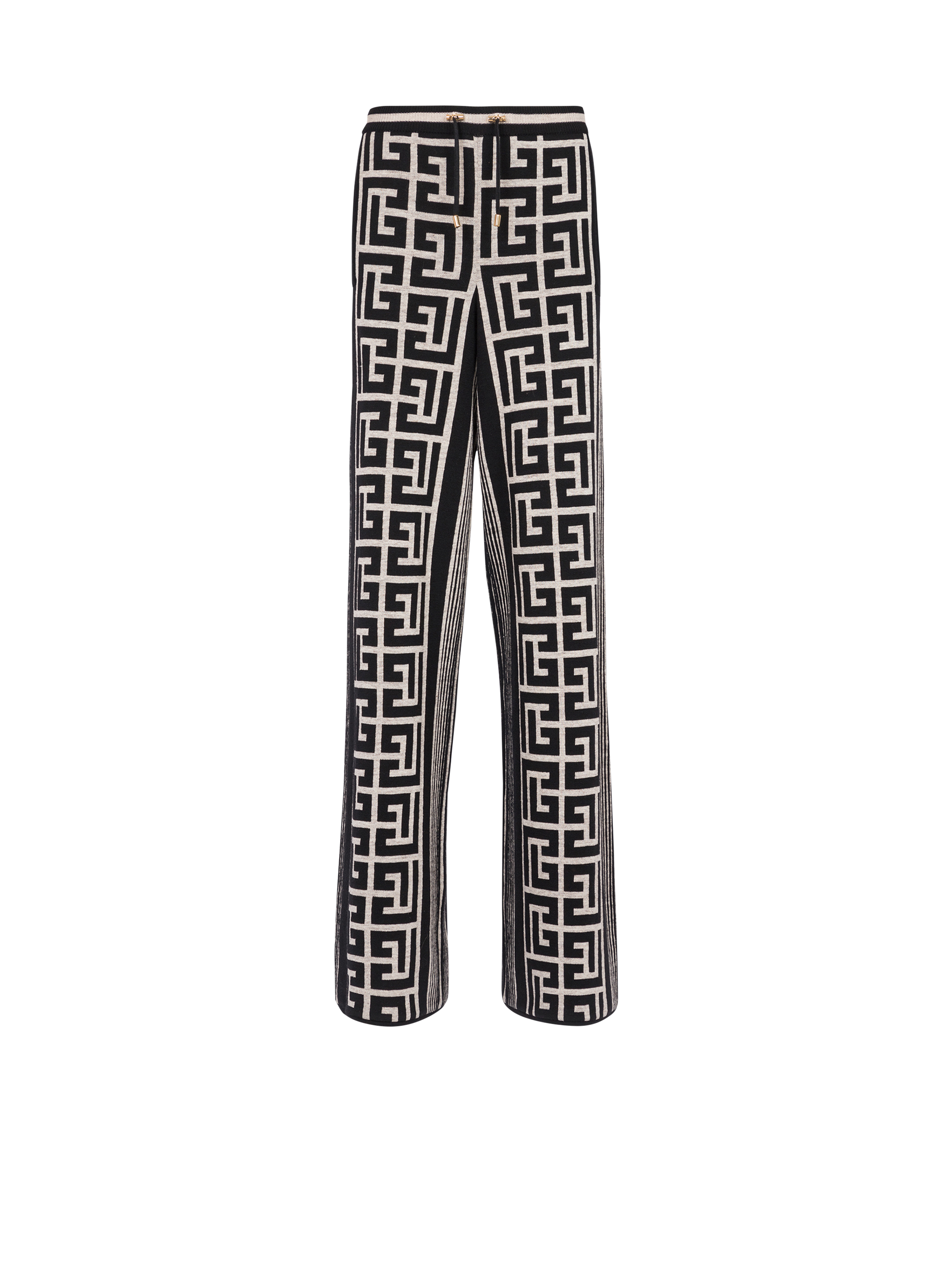Pantalon large à monogramme Balmain, noir