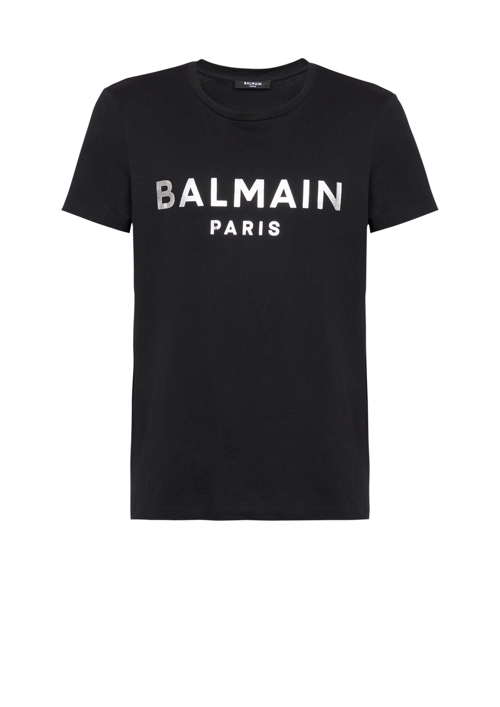 T-shirt en coton imprimé logo Balmain Paris, argent, hi-res