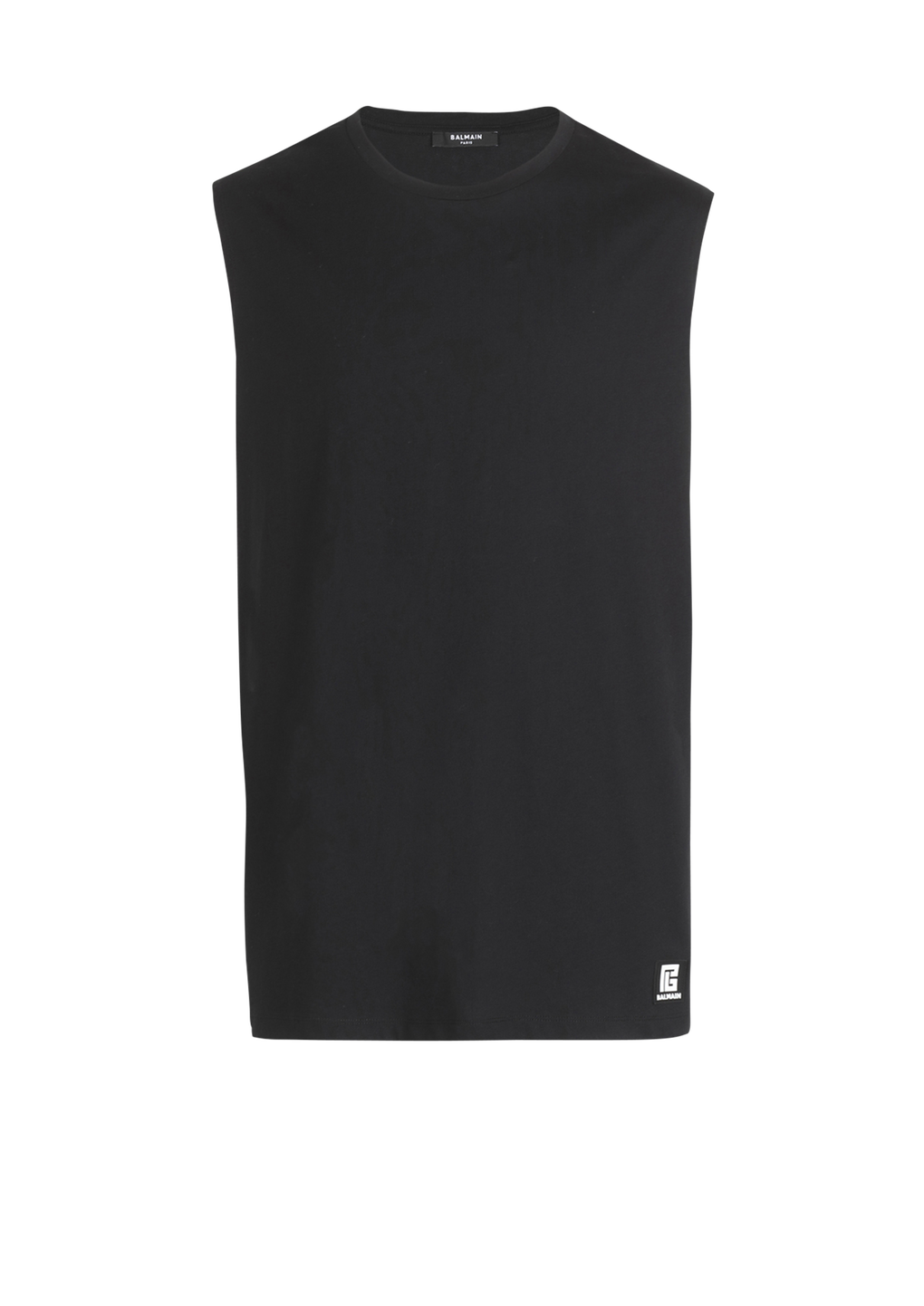 T-shirt en coton imprimé logo Balmain, noir, hi-res