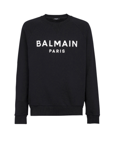 Sweat en coton imprimé logo Balmain Paris noir