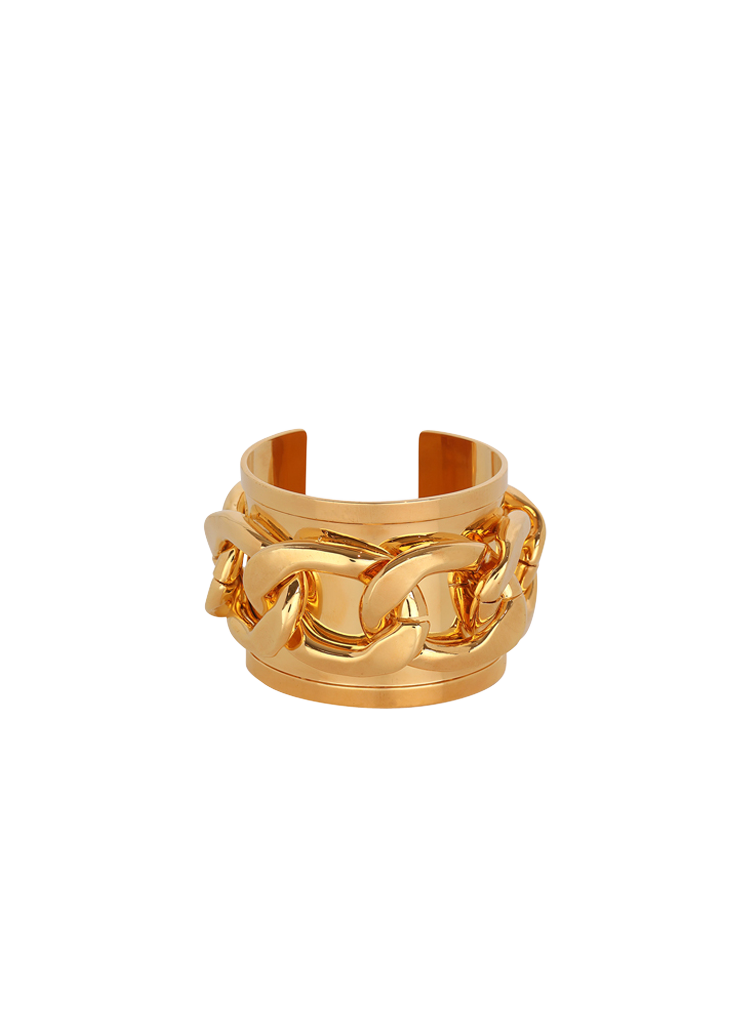 Bracelet manchette avec chaîne en laiton, or