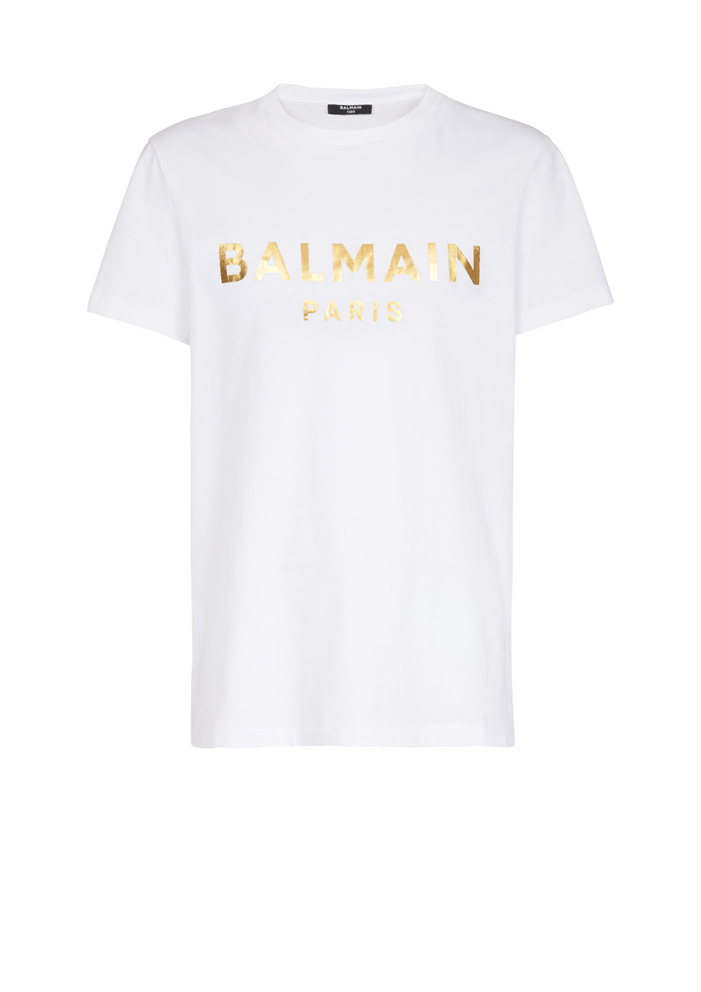 T-shirt en coton imprimé logo Balmain Paris, blanc, hi-res