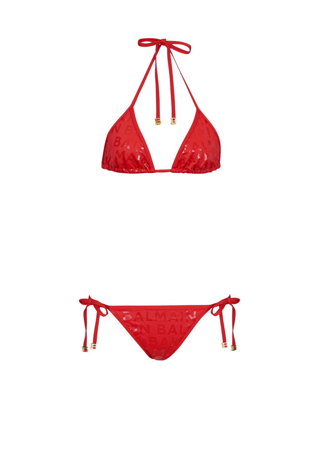 Bikini à logo Balmain, rouge, hi-res