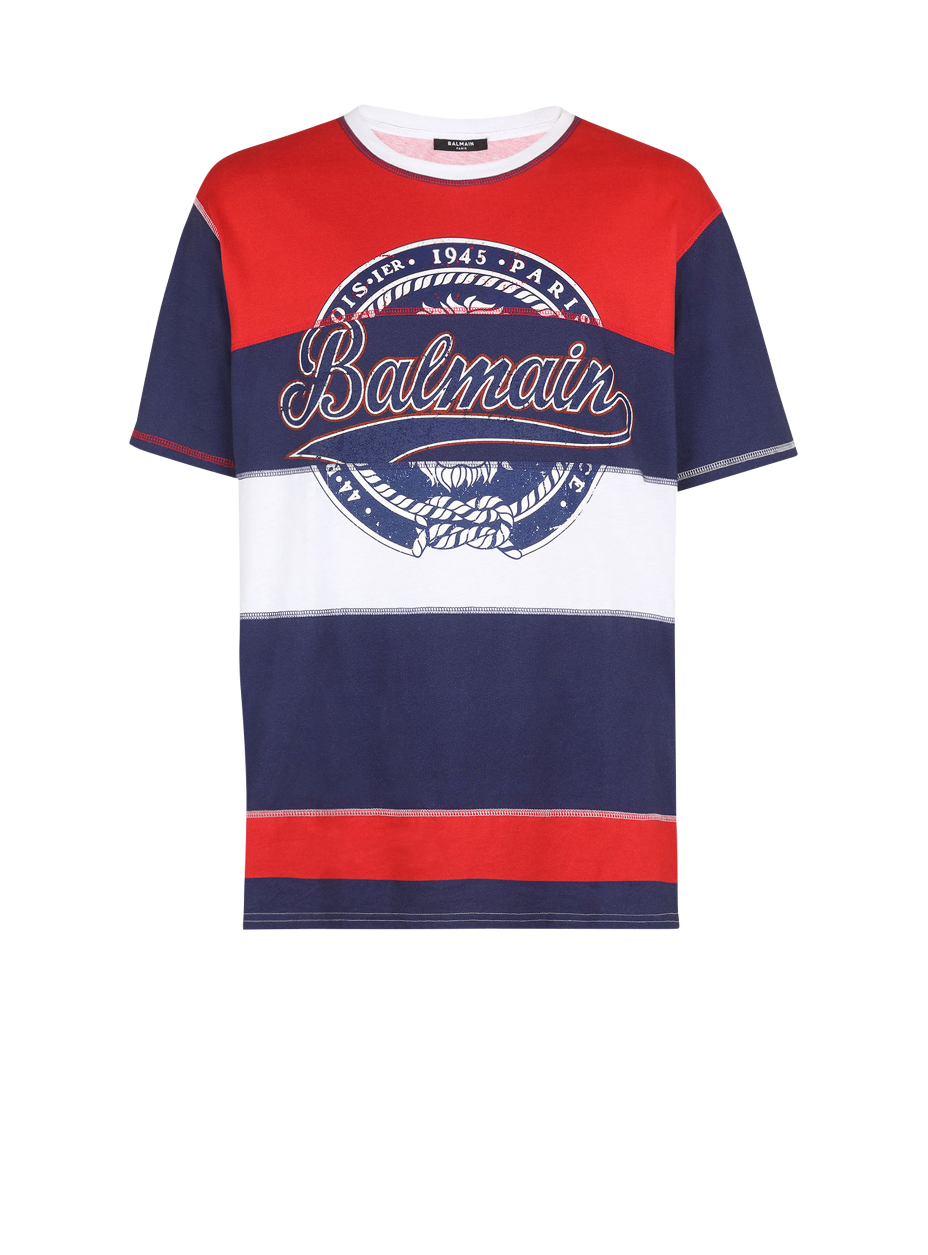 HIGH SUMMER CAPSULE - T-shirt en coton mprimé logo Balmain Paris, multicolore