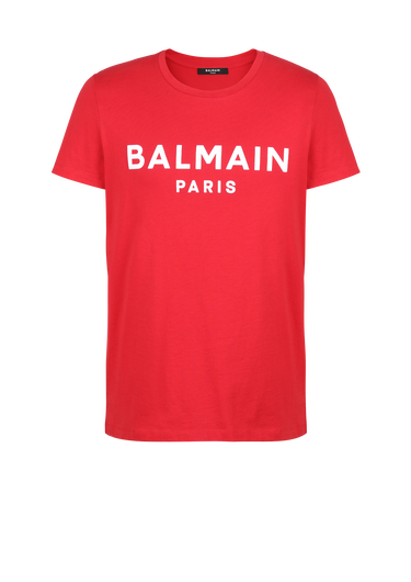 T-shirt en coton floqué logo Balmain Paris