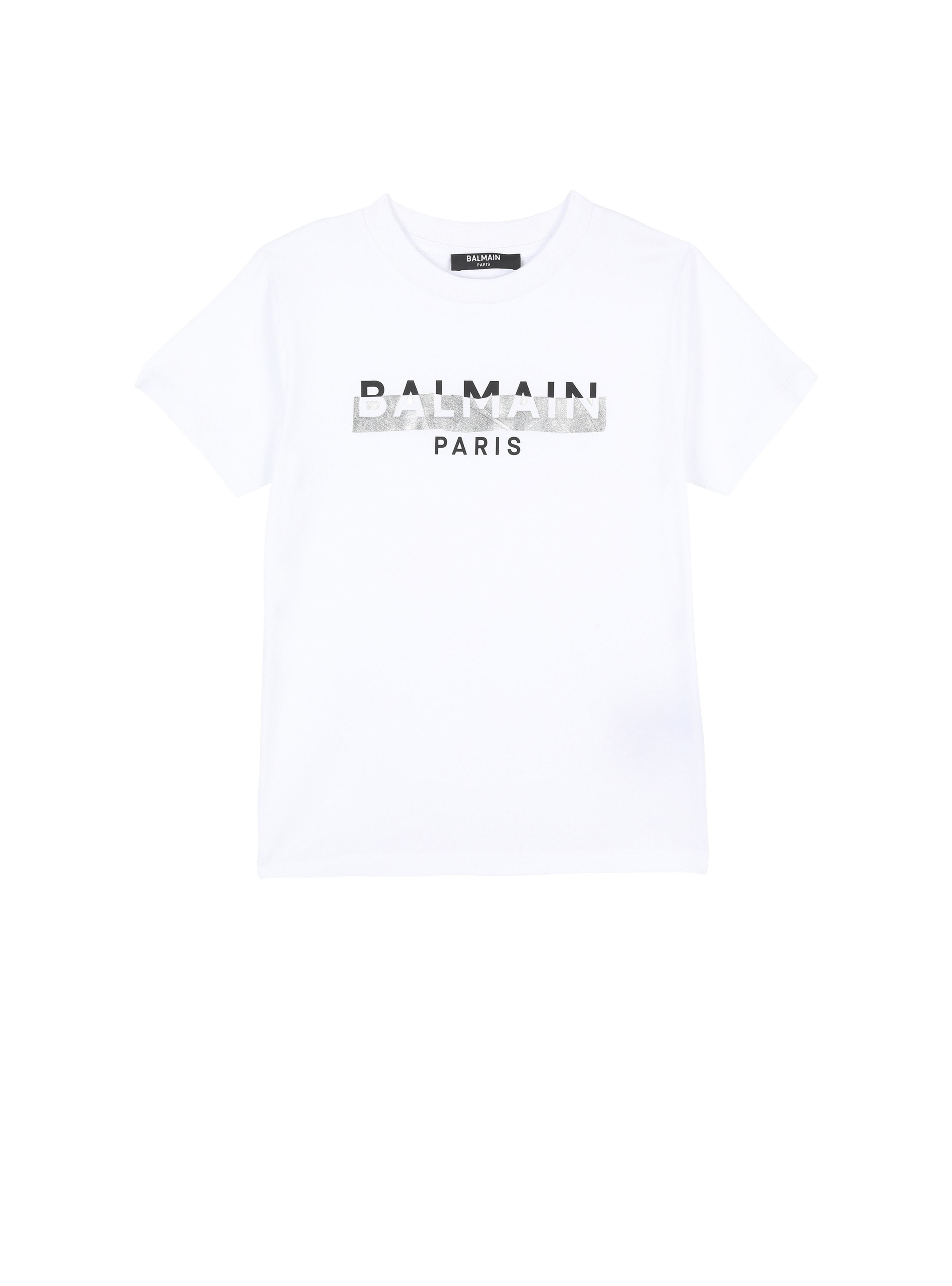 T-shirt en coton à logo Balmain, blanc
