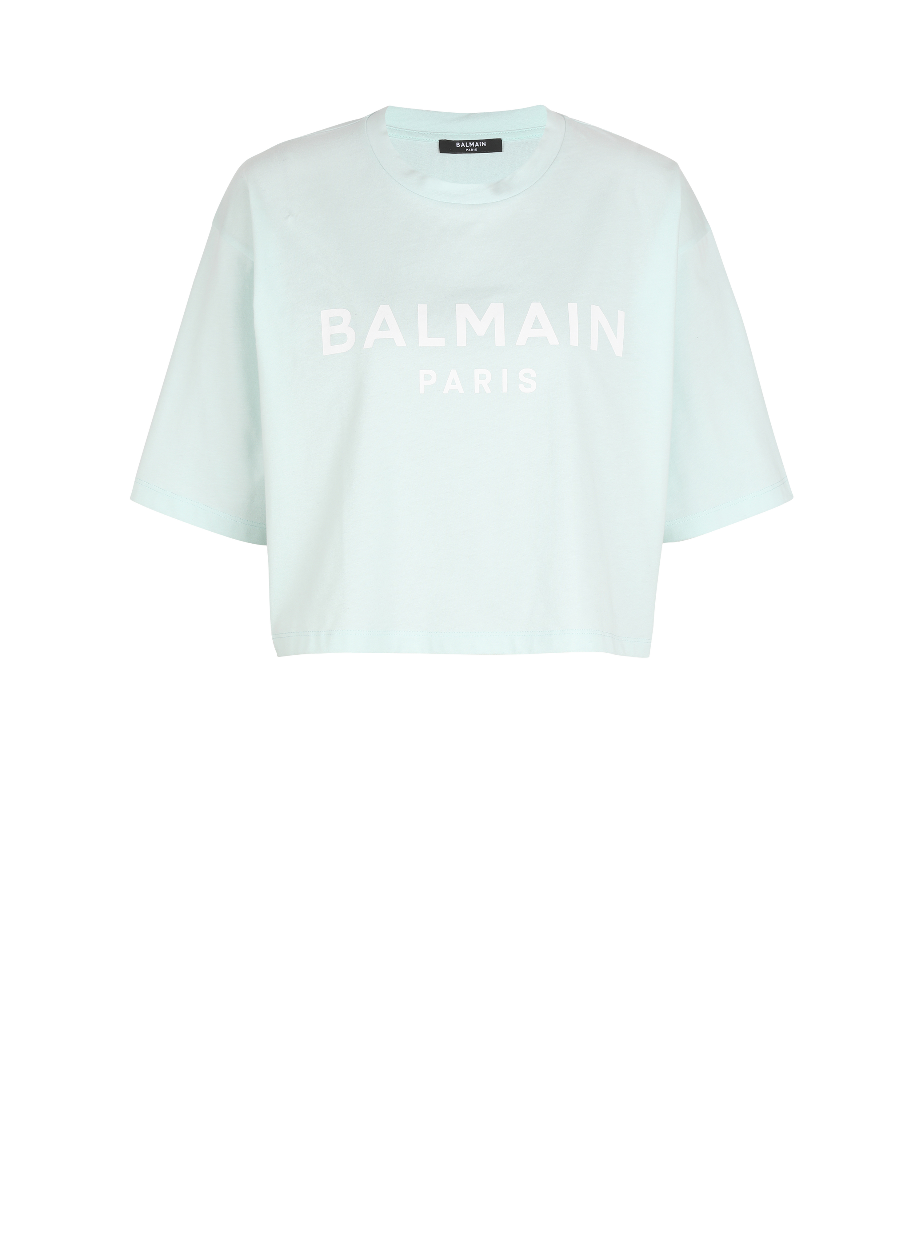 T-shirt court en coton imprimé logo Balmain, vert