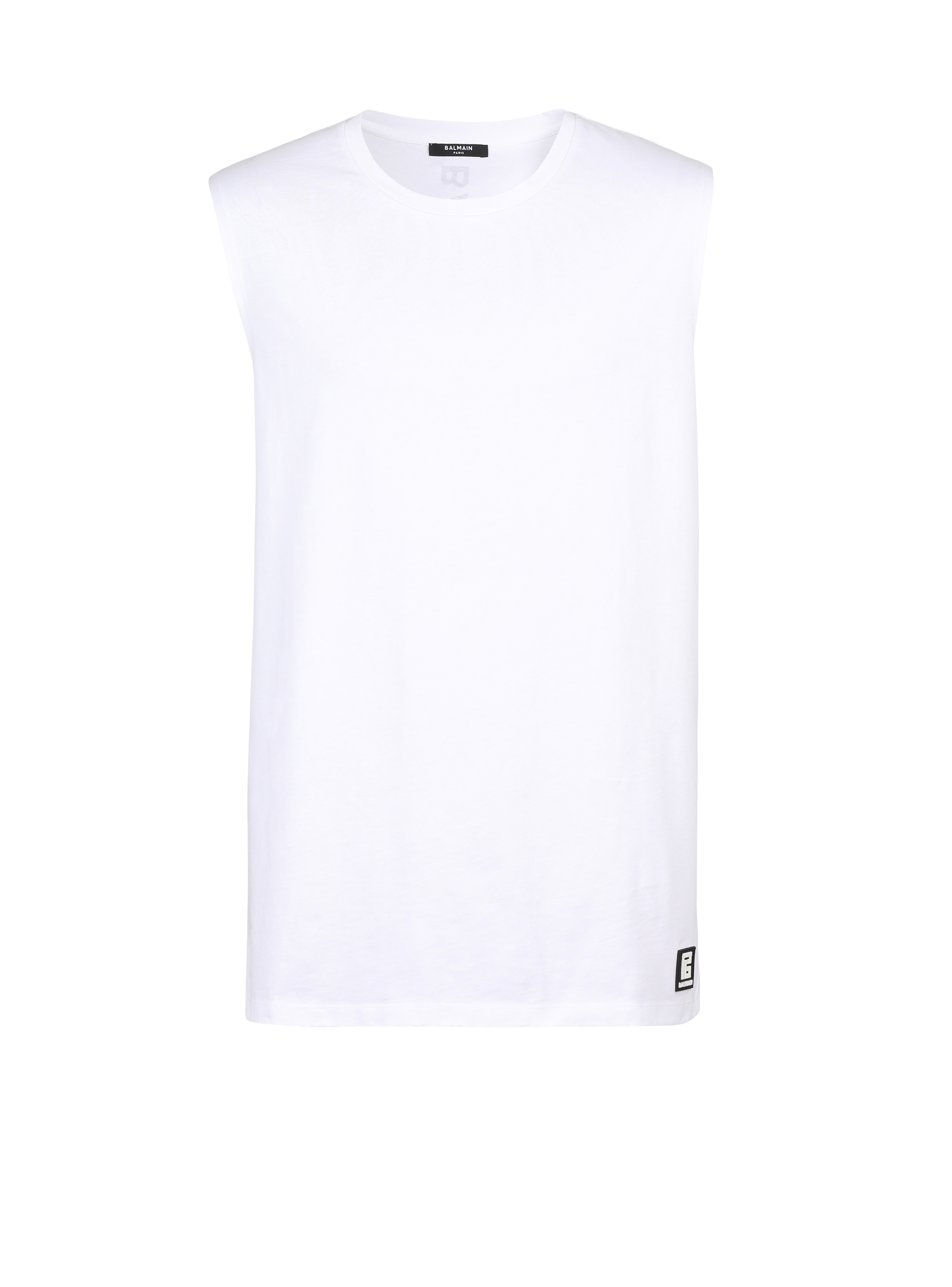 T-shirt en coton imprimé logo Balmain, blanc